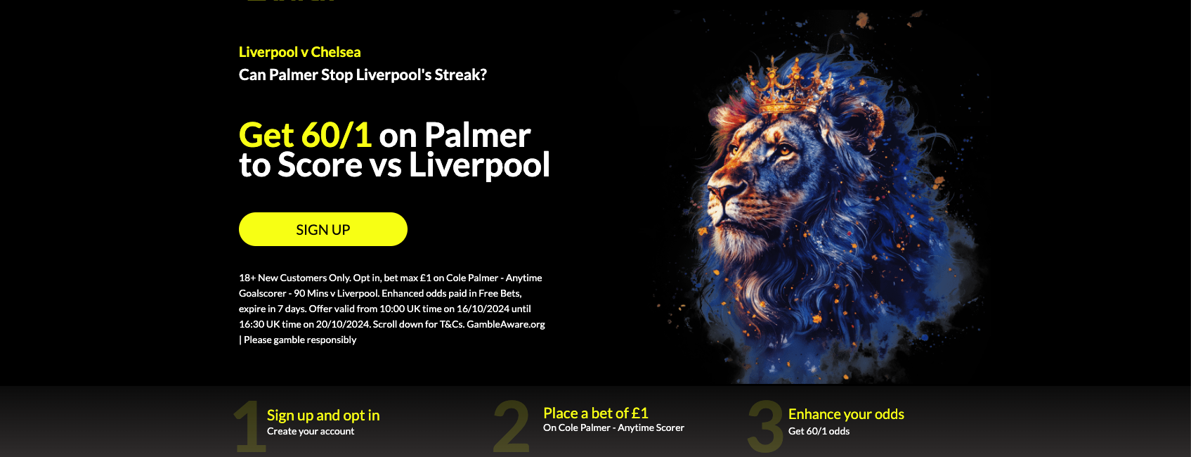 Parimatch Welcome Offer: Get 60/1 On Cole Palmer To Score vs Liverpool